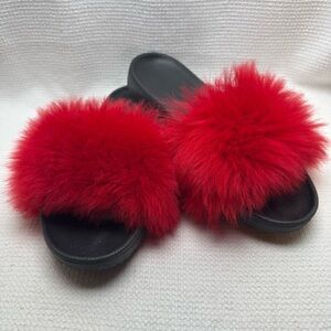 UGG Royale Red Fluffy Slides, Women’s Size 10